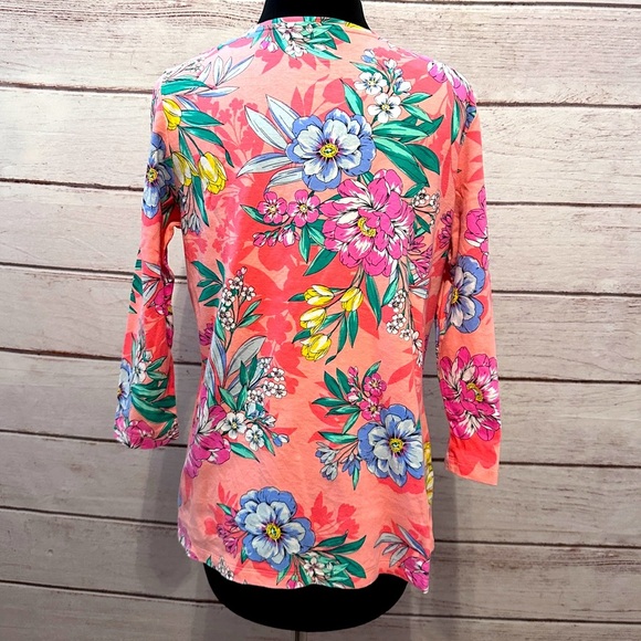 Hawaiian Floral Print Too by Kim Rodgers -Size Medium 3/4 Sleeve, Office Summer - Picture 2 of 2